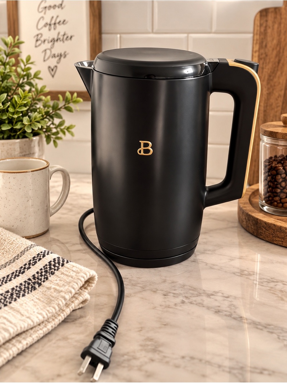 Beautiful 1.7-Liter Electric Kettle 1500W With 1 Touch Activation, Black Sesame